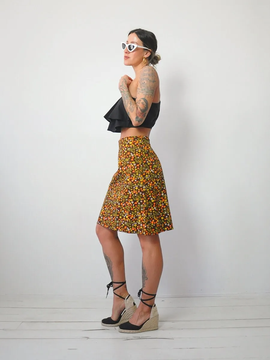 1960's Daisy Print Pencil Skirt