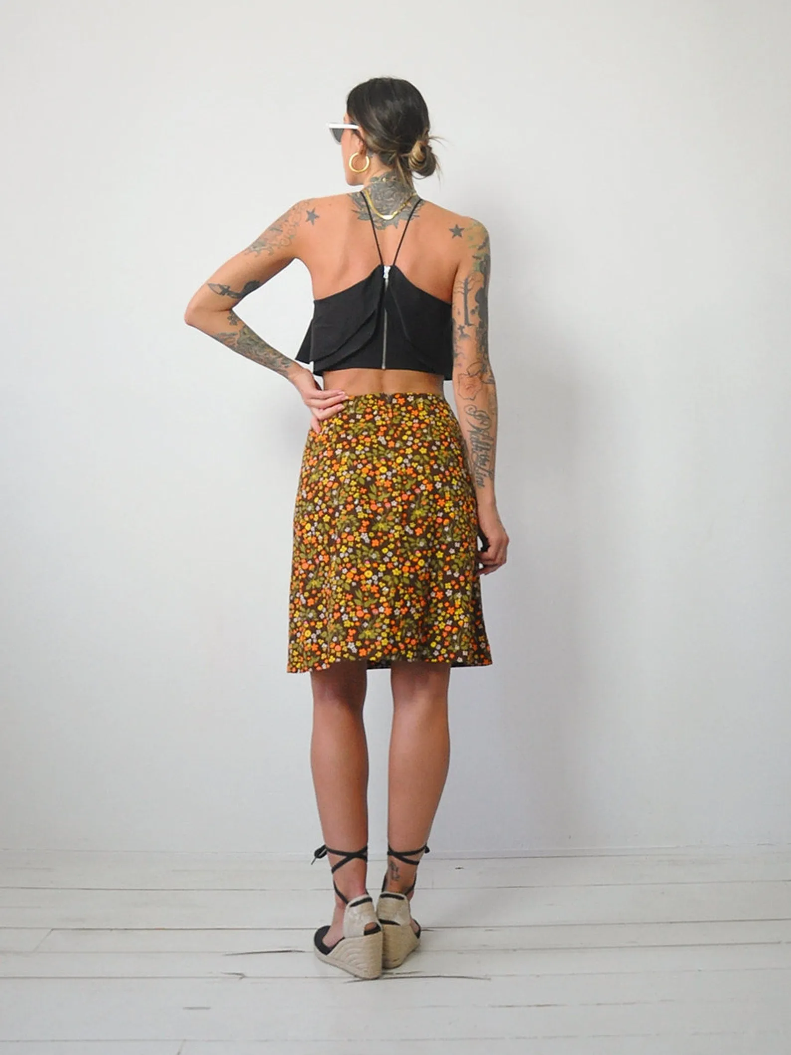 1960's Daisy Print Pencil Skirt