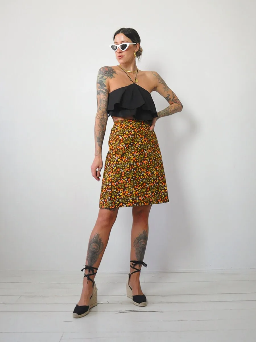 1960's Daisy Print Pencil Skirt