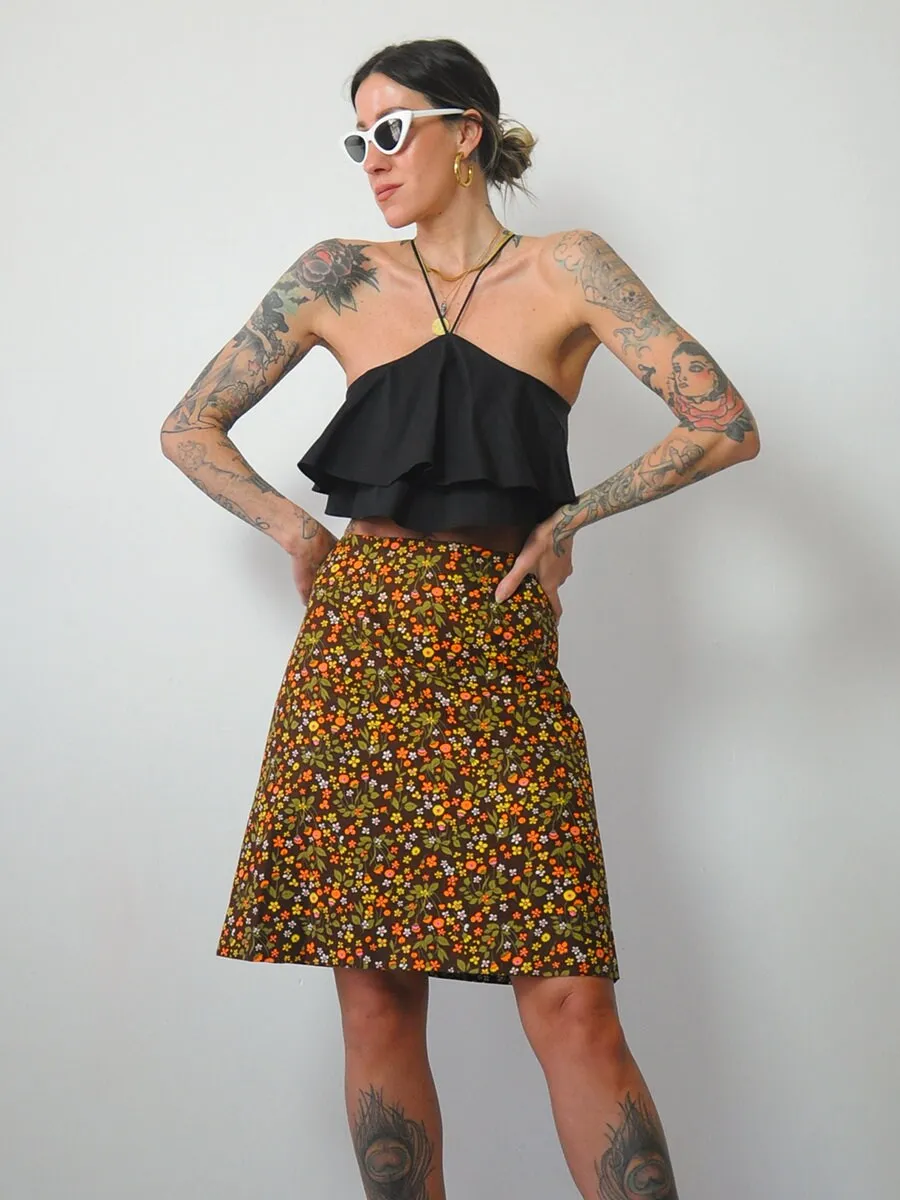 1960's Daisy Print Pencil Skirt