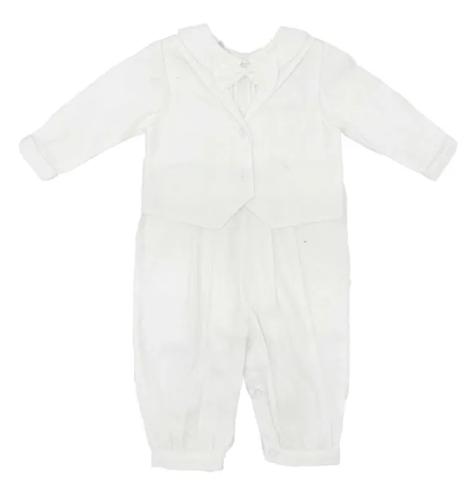 2 Piece Boys Formal Christening Romper w/Hat