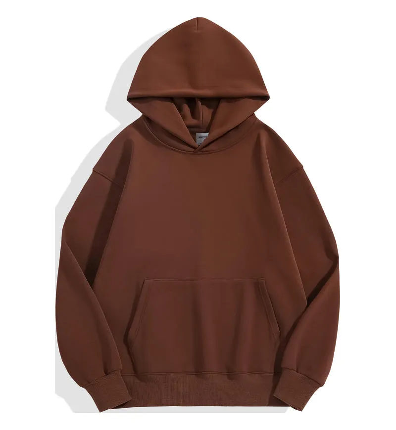 500GSM Heavy Weight Fashion Men's Hoodies New Autumn Winter Casual Thick Cotton Men's Top Solid Color Hoodies Sweatshirt Male