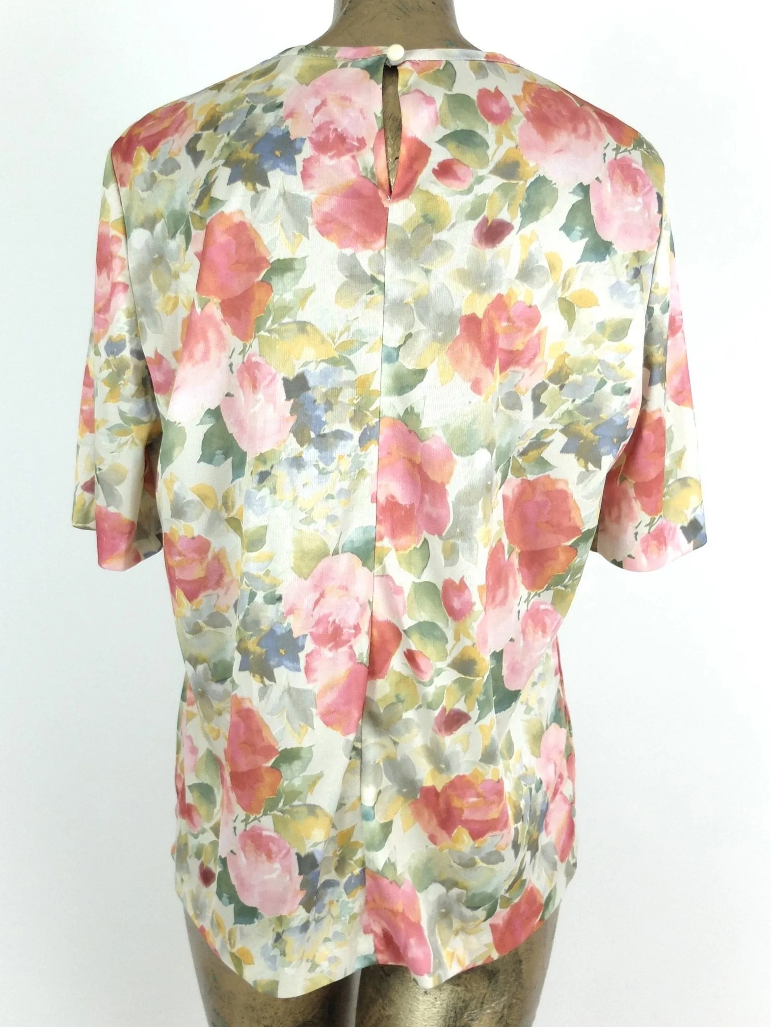 80s Bohemian Romantic Floral Half Sleeve Blouse