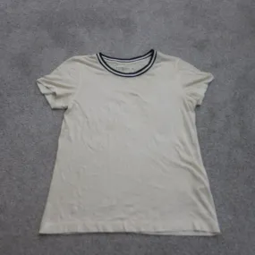 Abercrombie & Fitch Womens T Shirt Top Crew Neck Cap Sleeves OFF White Size XS