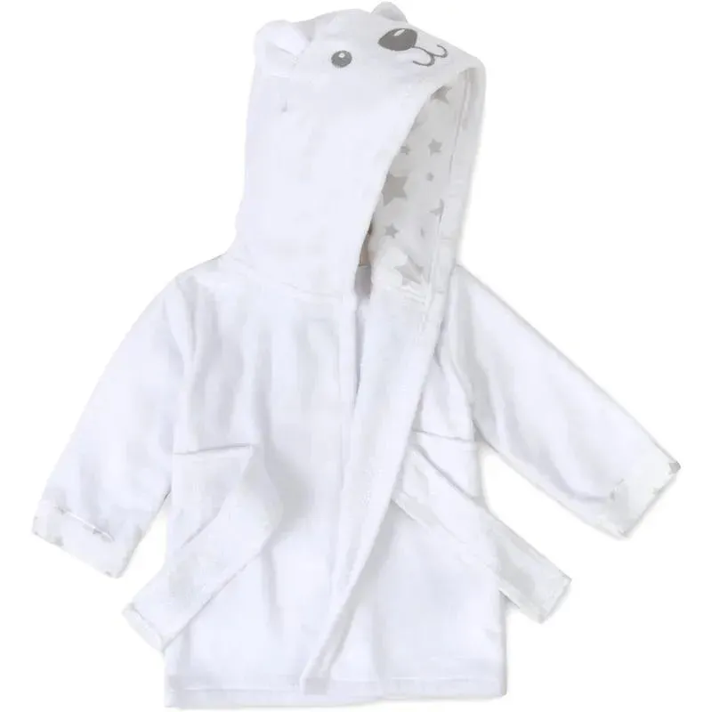 A.D Sutton - Baby Terry Cloth Plush Animal Face Robe, 0-9 Month Baby Robe with Ears, White Bear