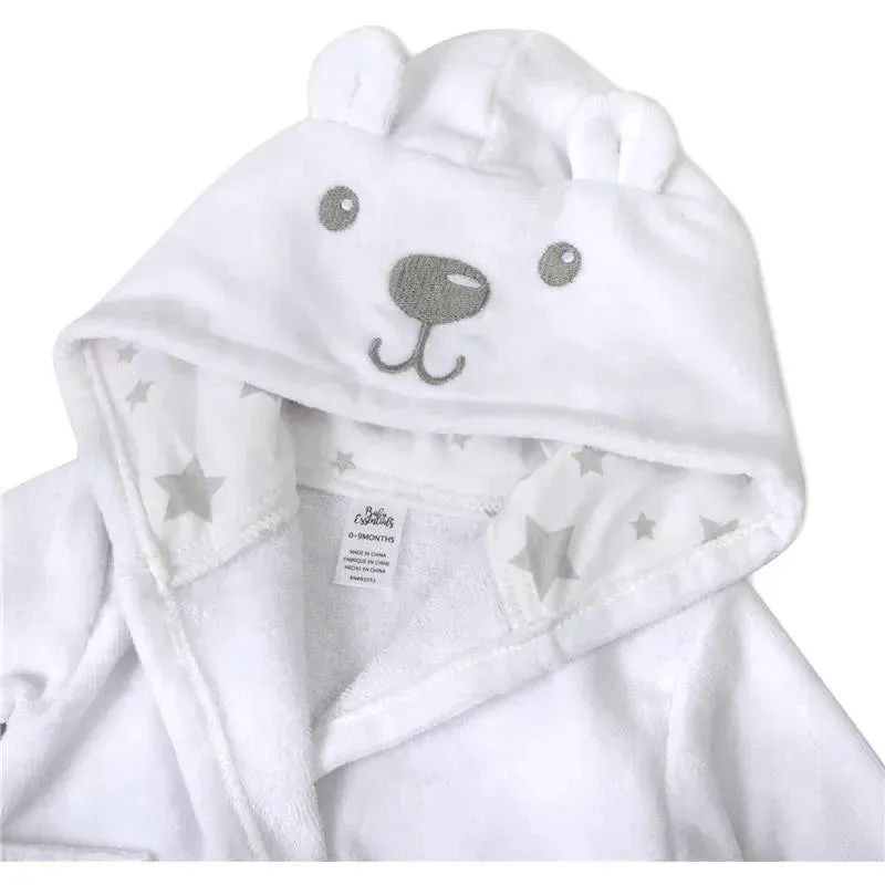 A.D Sutton - Baby Terry Cloth Plush Animal Face Robe, 0-9 Month Baby Robe with Ears, White Bear