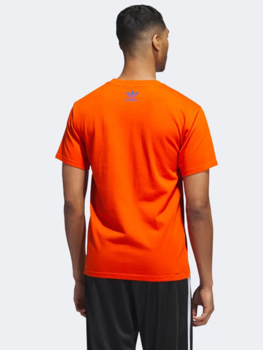 Adidas Stacked Trefoil Men Original T-Shirt Collegiate Orange