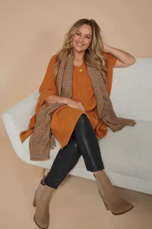 Alawa Cable Poncho - Ochre