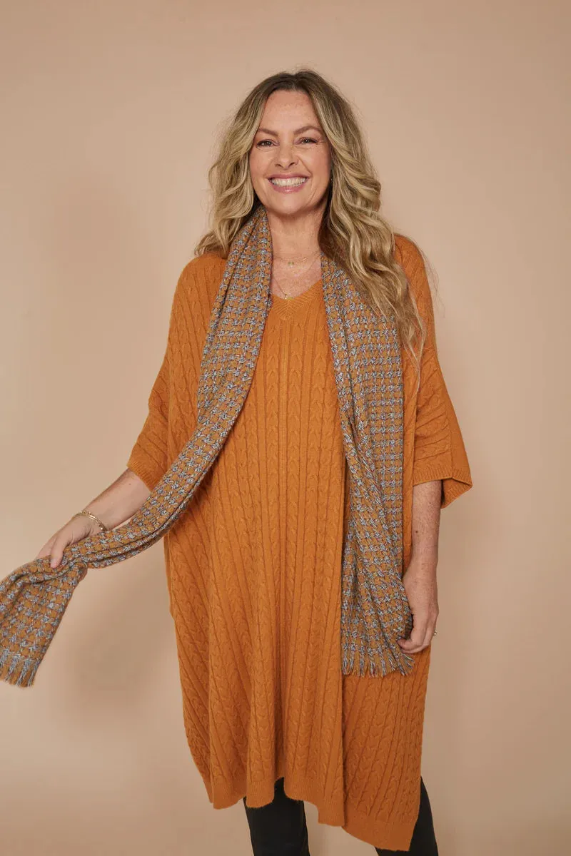 Alawa Cable Poncho - Ochre