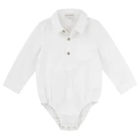 Archie Long Sleeve Button Romper Ivory