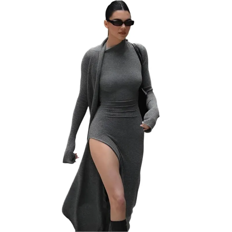 Asymmetrical Knit Long Dresses for Women Winter Fashion Kendall Outfits