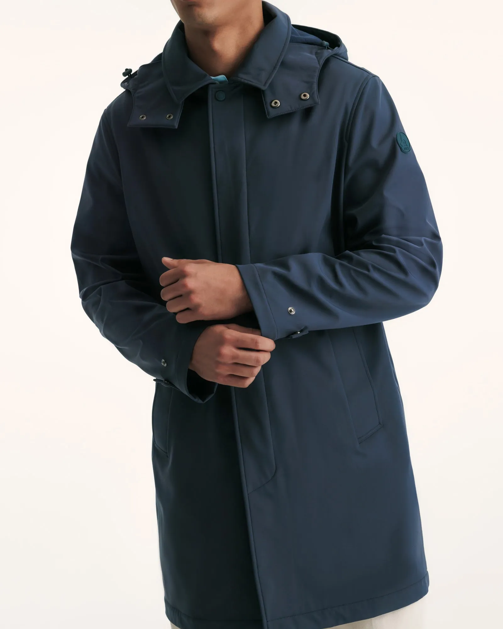 Athenes waterproof jacket with detachable hood Navy