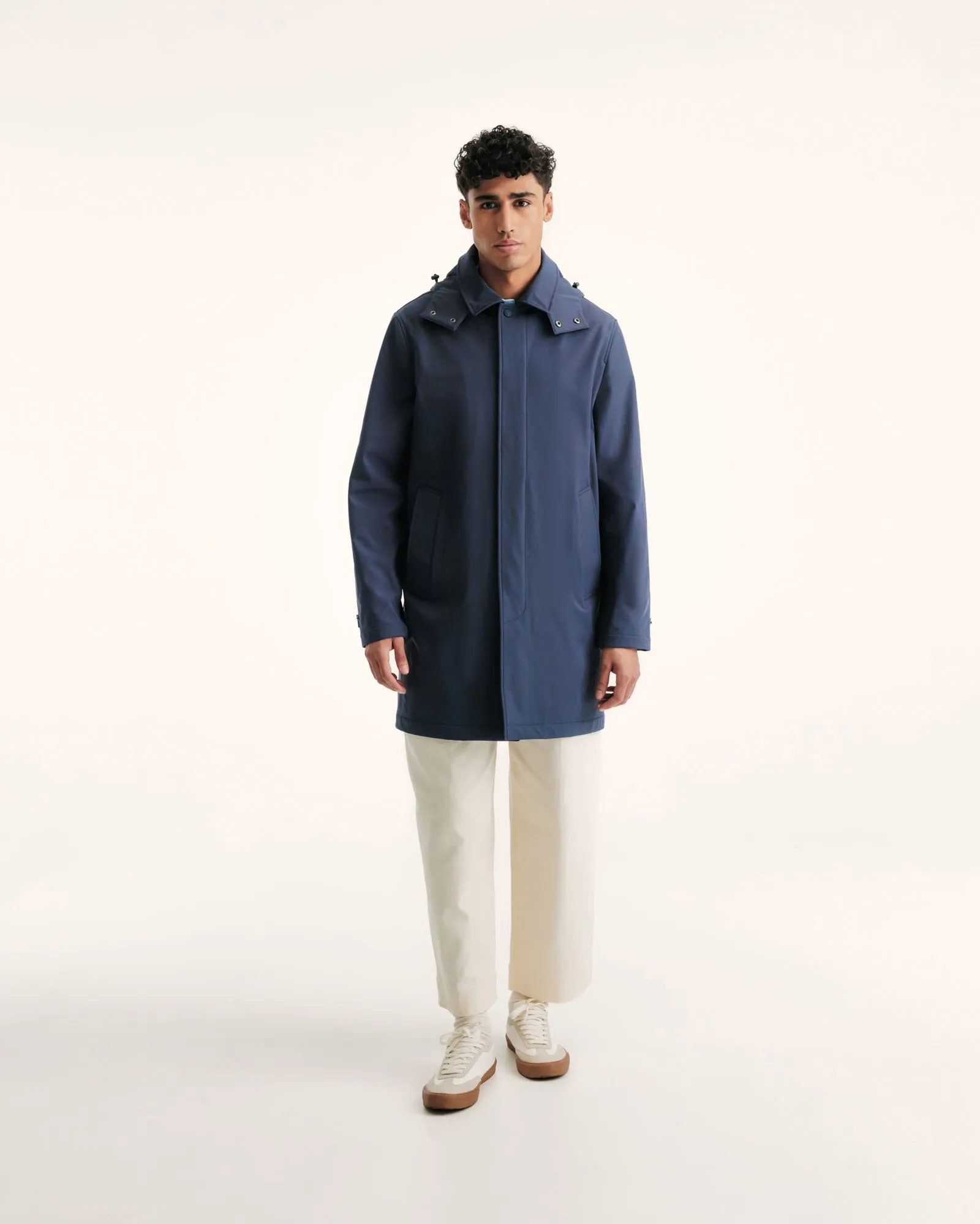 Athenes waterproof jacket with detachable hood Navy