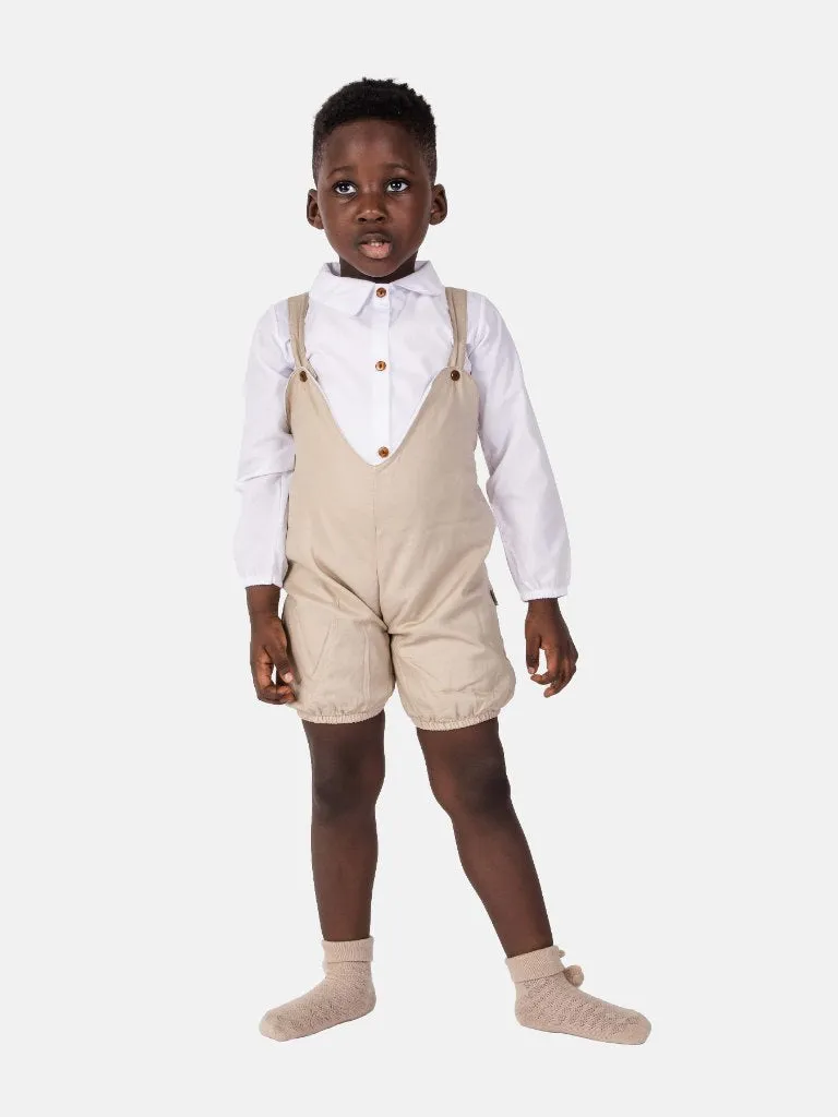 Baby Boy Juan Collection Spanish Romper Set-Beige