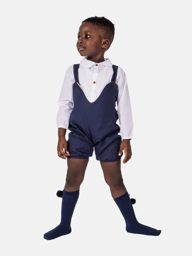 Baby Boy Juan Collection Spanish Romper Set-Navy Blue