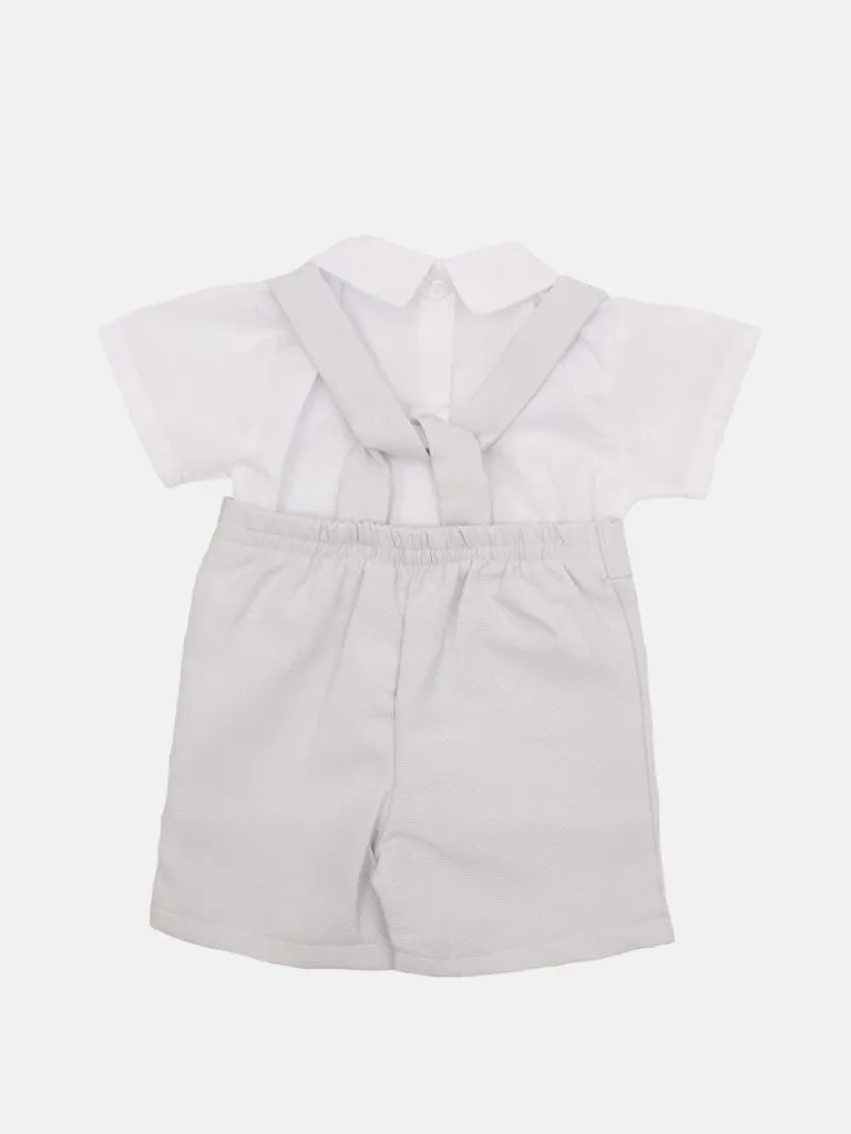 Baby Boy Madrid Collection Romper with white shirt - Grey