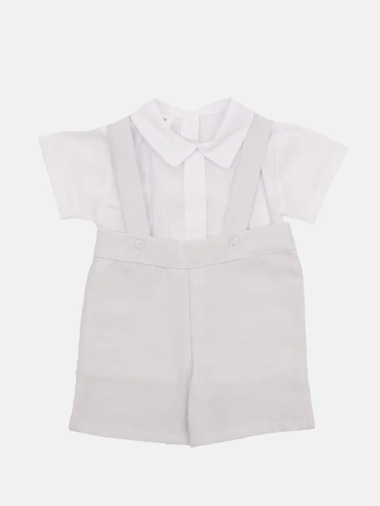 Baby Boy Madrid Collection Romper with white shirt - Grey