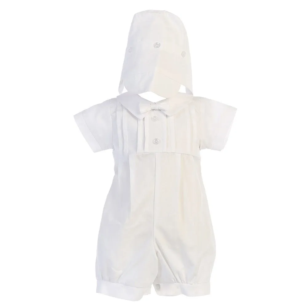 Baby Boys Pleats Poly Cotton Romper Baptism Christening Set 0-18M