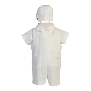 Baby Boys White Embroidered Cotton Romper Baptism Christening Set 0-18M