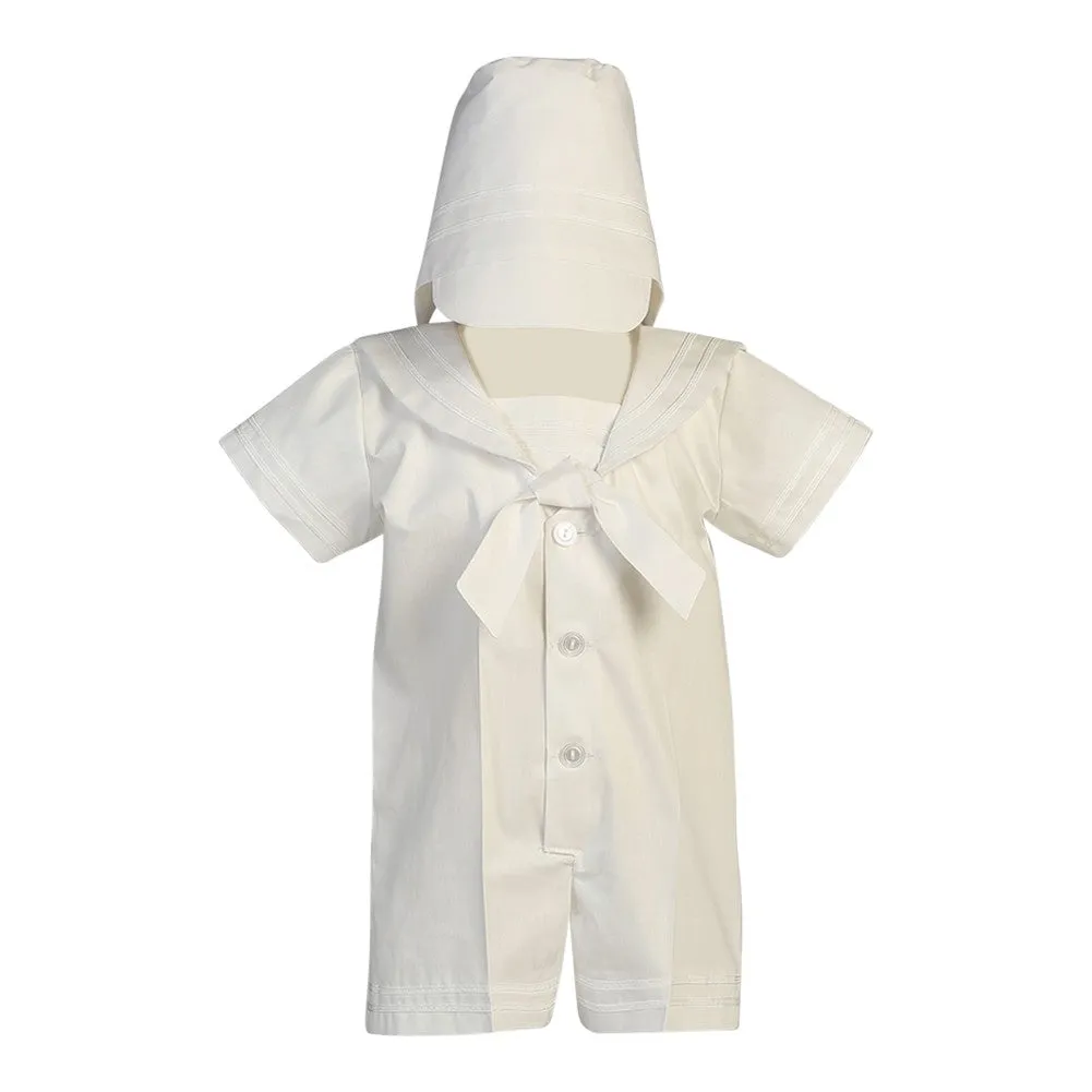 Baby Boys White Poly Cotton Sailor Outfit Baptism Easter Set 0-24M