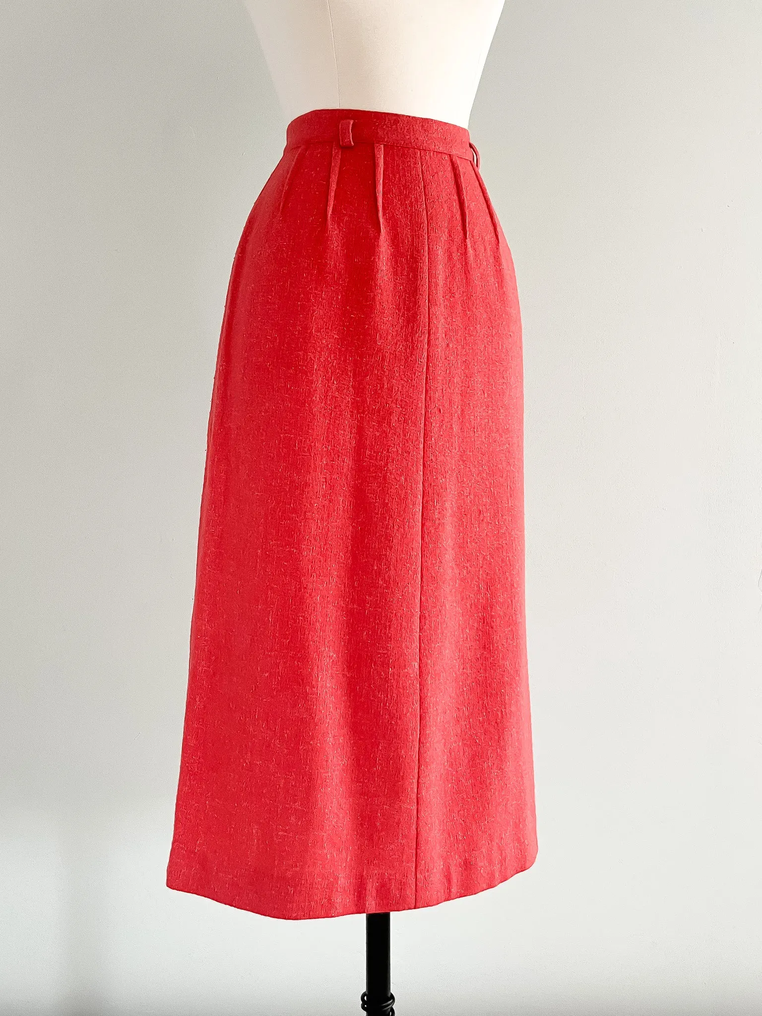 Beautiful 1950's Salmon Pink Wool Pencil Skirt / Sz S