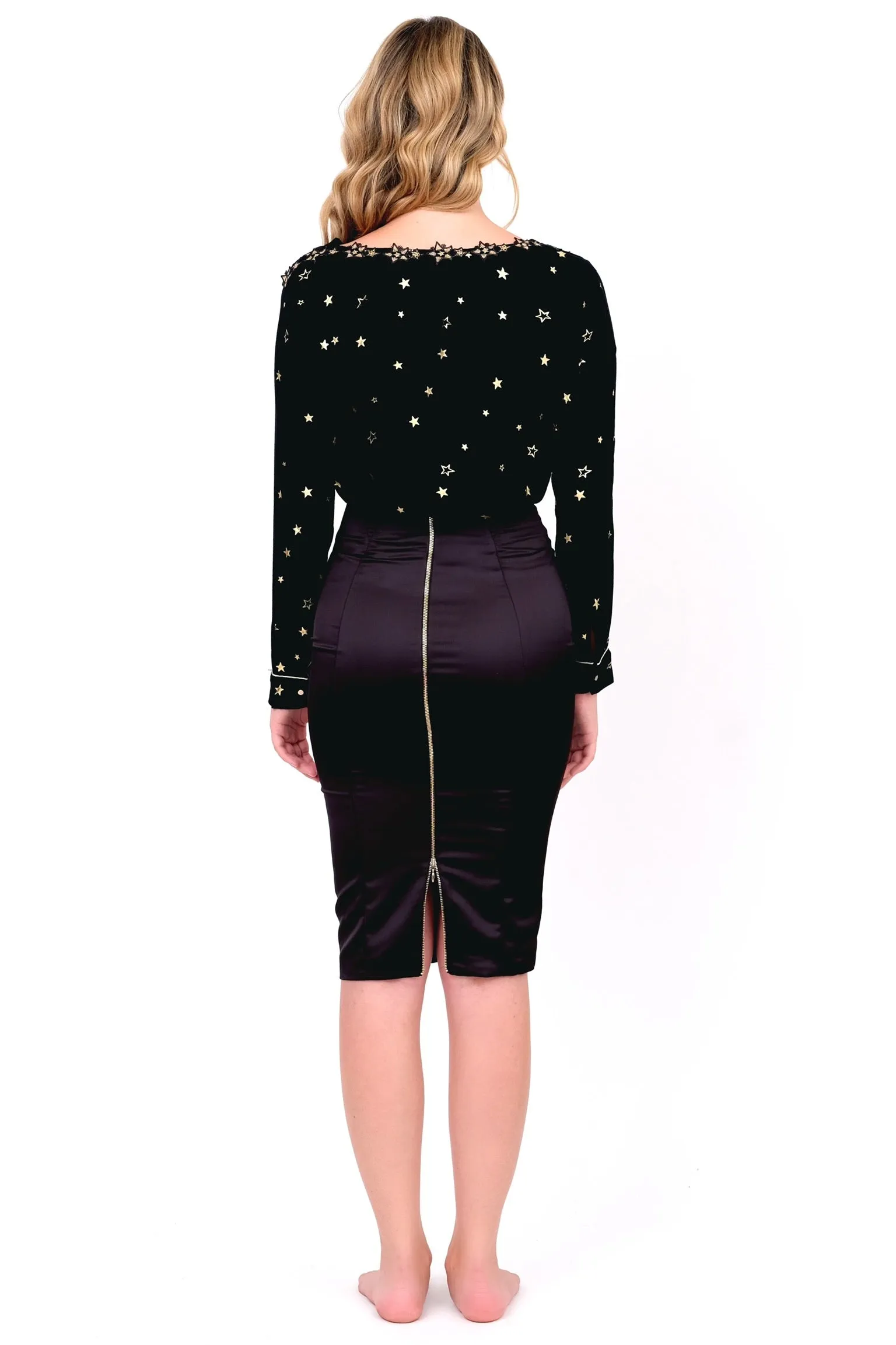 Black Blouse with Golden Stars