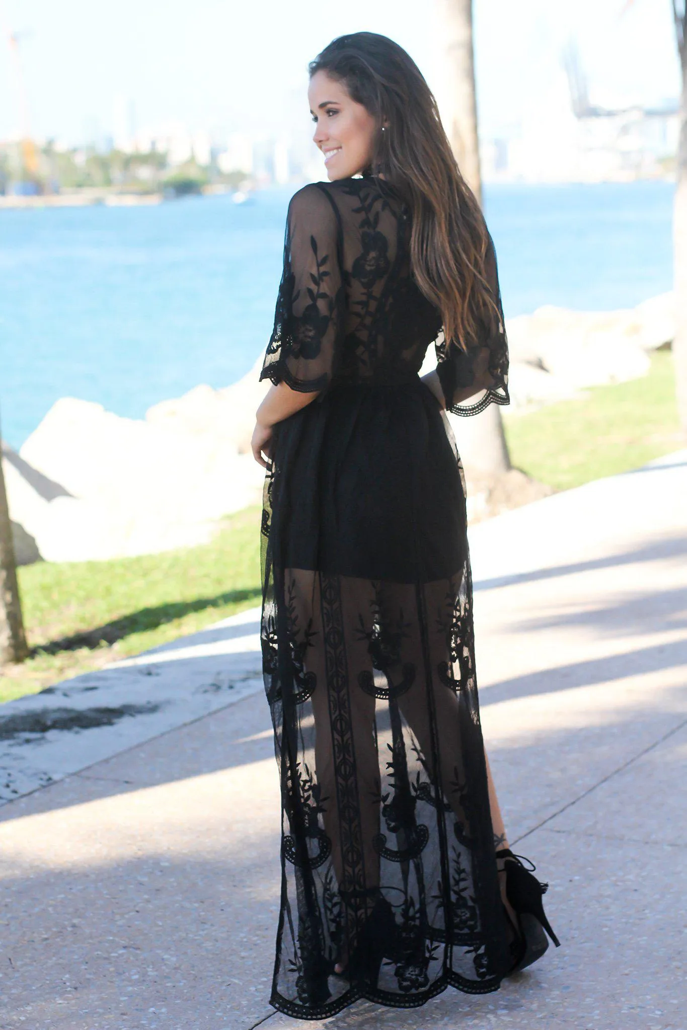 Black Lace Maxi Romper