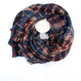 Blue And Red Winter Blanket Scarf - One Left