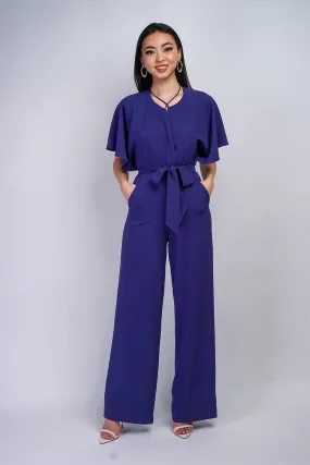 Bluebonnet Pleated Wrap Necee Jumpsuit in