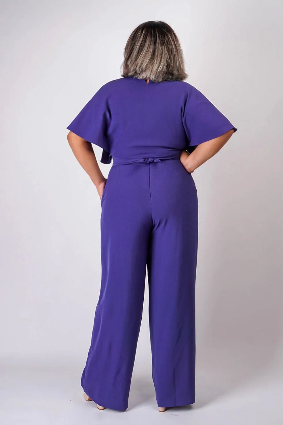 Bluebonnet Pleated Wrap Necee Jumpsuit in