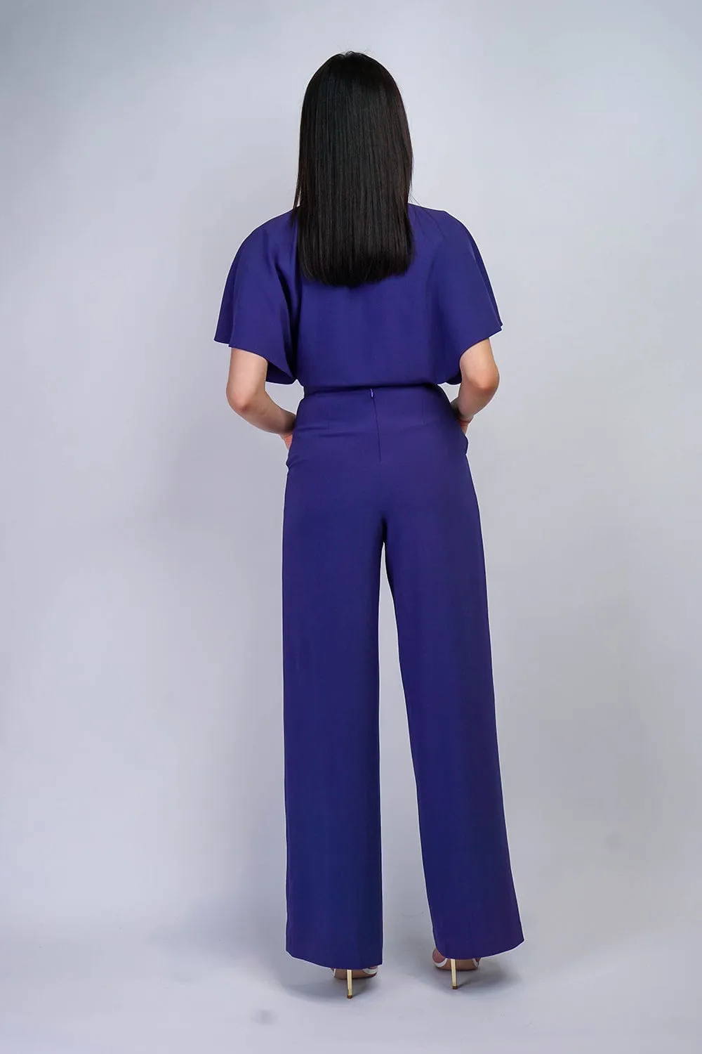 Bluebonnet Pleated Wrap Necee Jumpsuit in