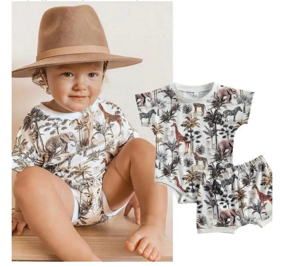 Boys Jungle Print Romper