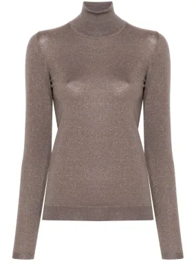 BRUNELLO CUCINELLI Silken Cashmere Turtleneck Sweater in Coffee Brown