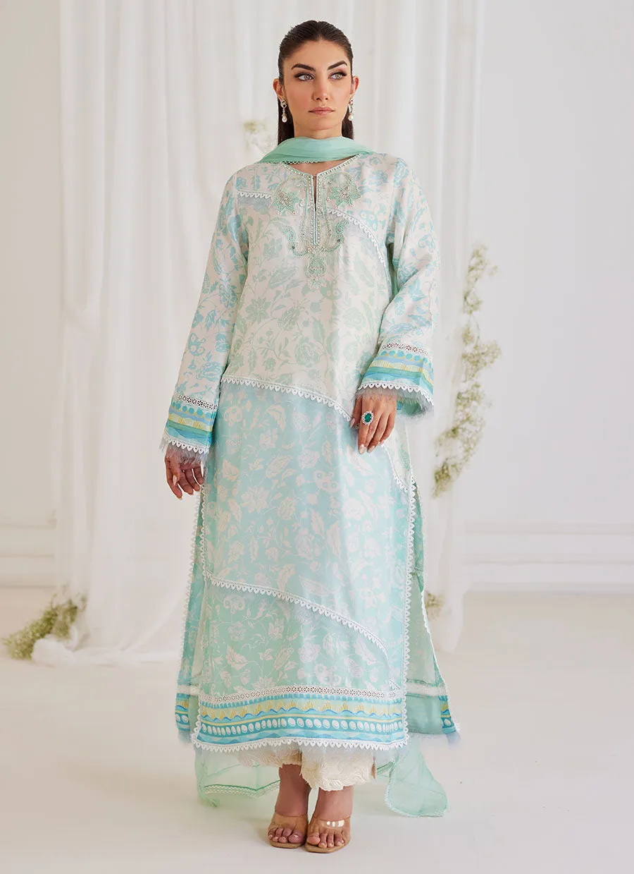 Carman Aqua Shirt And Dupatta