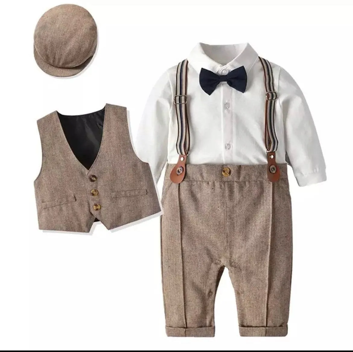 Charlie - Baby Boy Gentleman Romper Wedding Suit , Size Newborn to  3 years