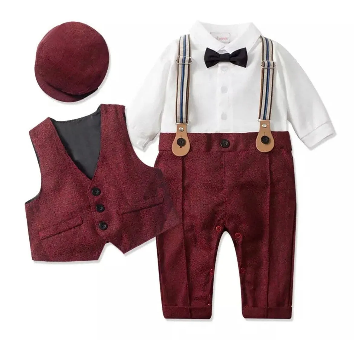 Charlie - Baby Boy Gentleman Romper Wedding Suit , Size Newborn to  3 years