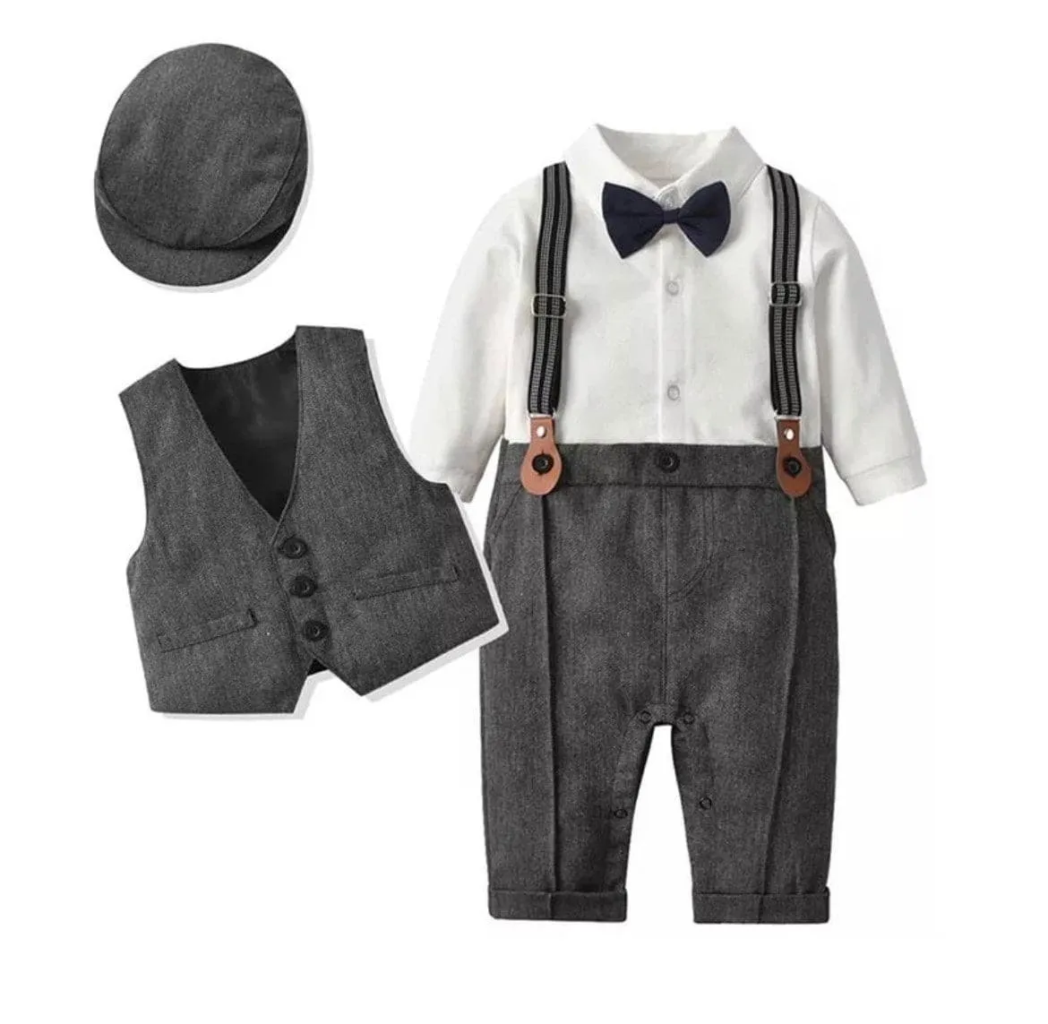 Charlie - Boy Gentleman Romper Wedding Suit , Size Newborn Baby to  3 years