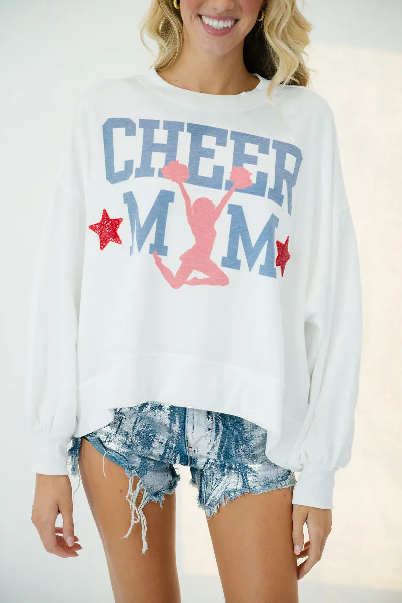 CHEER MOM WHITE PULLOVER