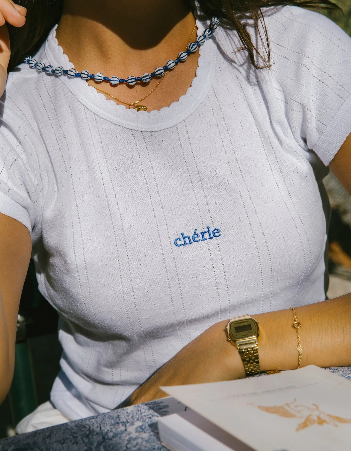 Chérie Baby Tee in Pointelle