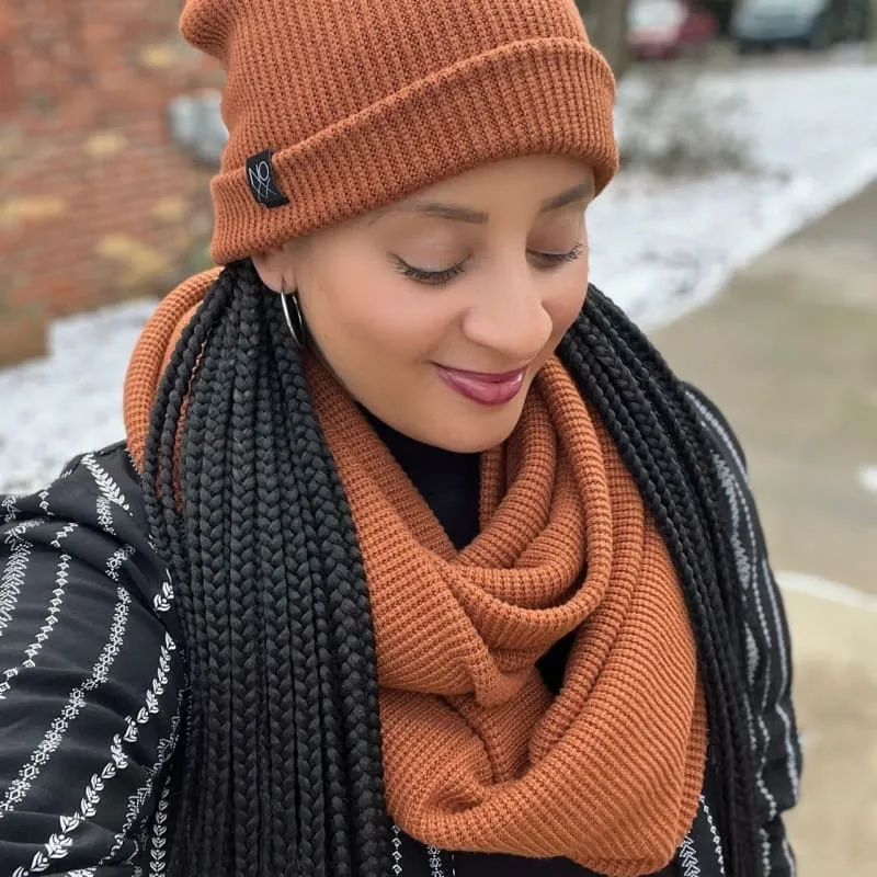 Chunky Knit Infinity Scarf | Caramel