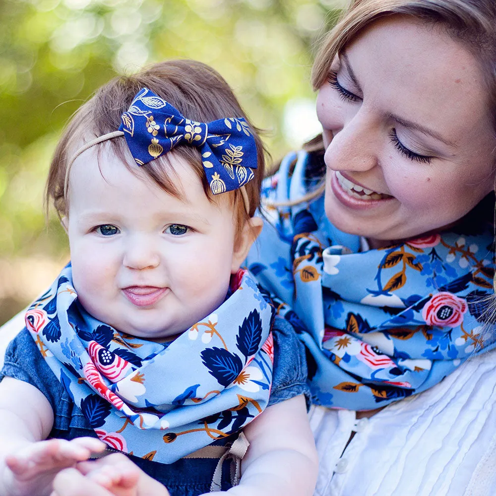 Classic Hair Bow Clip Or Headband / Queen Anne In Navy And Metallic Gold