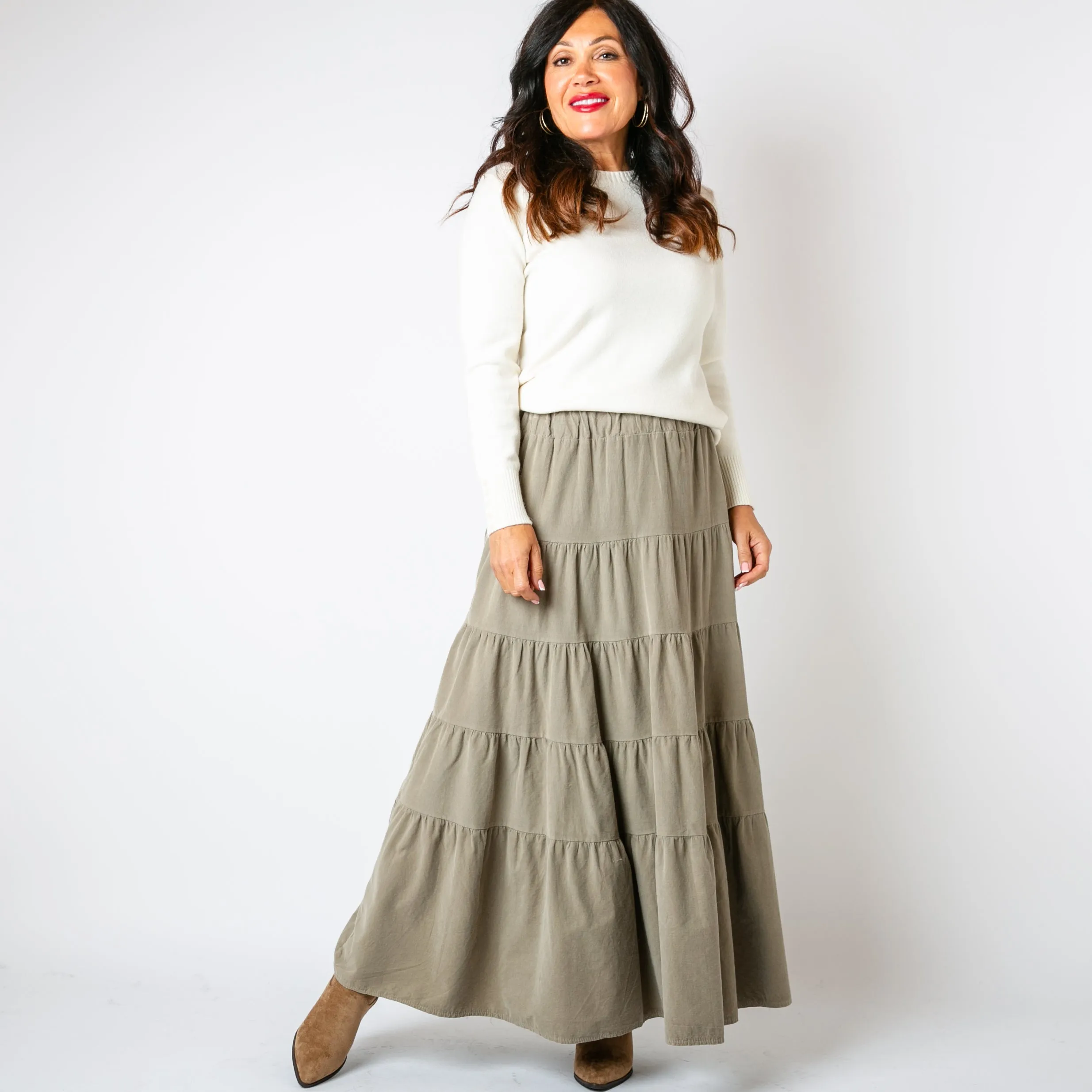 Cord Tiered Skirt