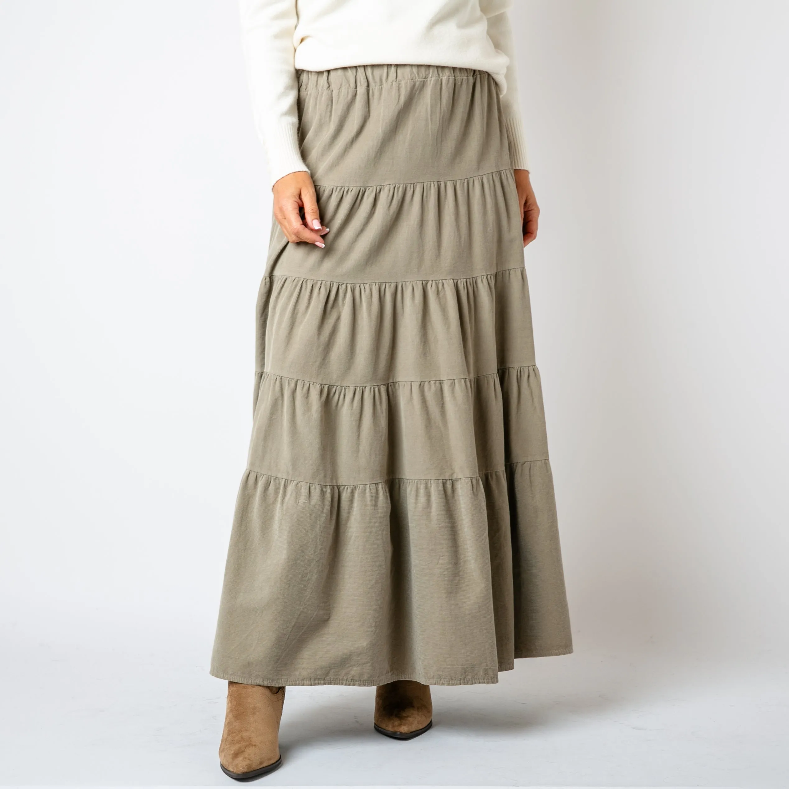 Cord Tiered Skirt