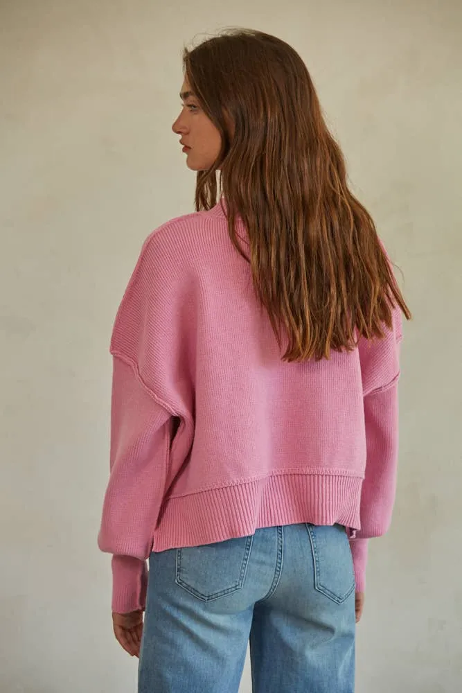 Cotton Acrylic Ribbed Knit Sweater