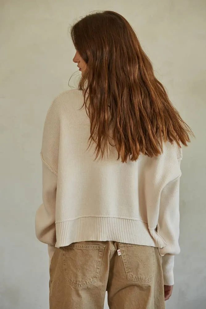 Cotton Acrylic Ribbed Knit Sweater