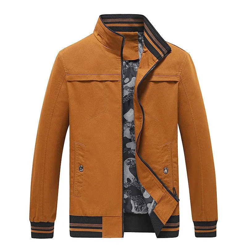 Cotton Wash Jacket Stand Collar Casual Men's Coat