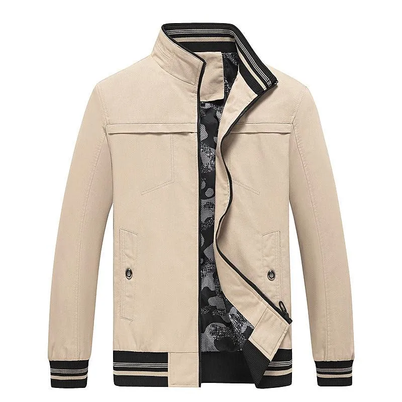 Cotton Wash Jacket Stand Collar Casual Men's Coat