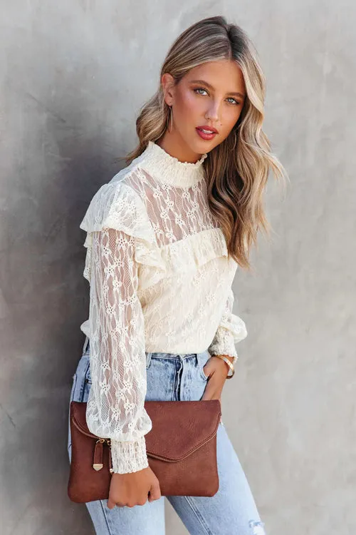 Couldn't Be Better Lace Ruffled Top - 3 Colors