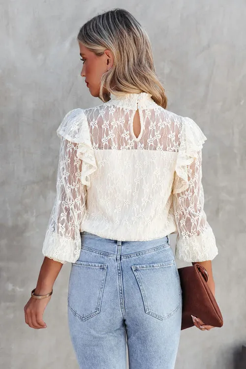 Couldn't Be Better Lace Ruffled Top - 3 Colors