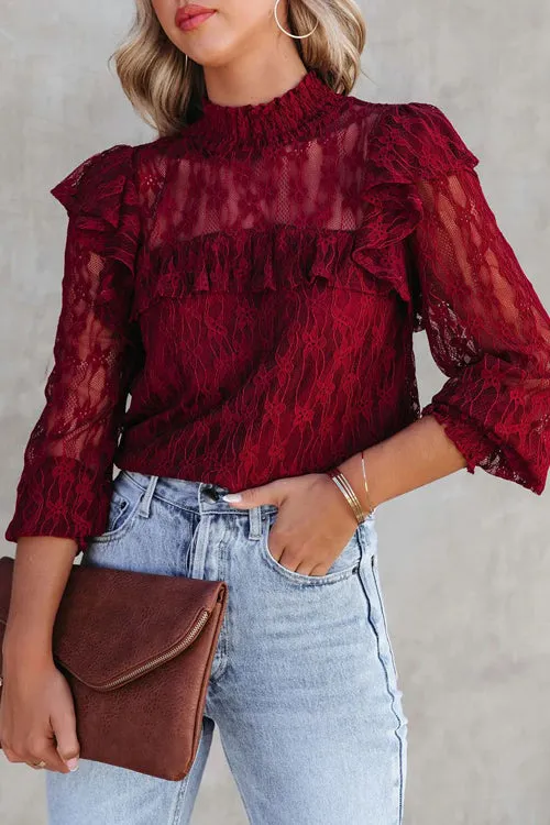 Couldn't Be Better Lace Ruffled Top - 3 Colors